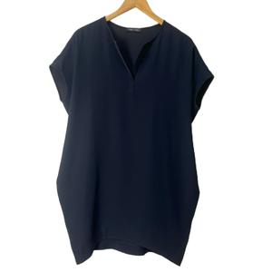 ヨーコチャン YOKO CHAN スキッパーコクーン ワンピース ノースリーブ ひざ丈 F 紺 ネイビー YCD-118-333 レディース