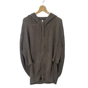 イリアンローブ iliann loeb リネン ニット パーカー ブルゾン ダブルジップ 七分袖 半端袖 グレー系 レディース