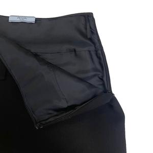 プラダ PRADA フロントフラップ タイトスカート フリンジ ウール ひざ丈 38 黒 ブラック レディース