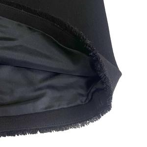 プラダ PRADA フロントフラップ タイトスカート フリンジ ウール ひざ丈 38 黒 ブラック レディース