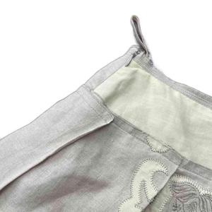 プラダ PRADA 総柄 リネン タック プリーツ フレアスカート 38 ベージュ ☆AA★ レディース