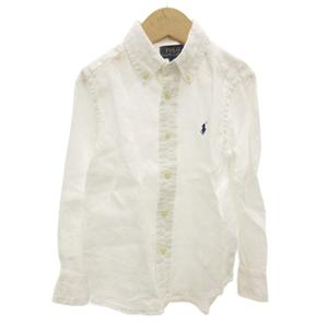 ポロ ラルフローレン POLO RALPH LAUREN リネンボタンダウンシャツ 長袖 ポニー刺繍 男の子 4 白 ホワイト /GV ■GY14 レディース