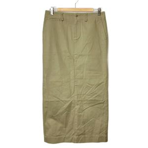 ラルフローレン RALPH LAUREN スリット入り タイトスカート ロング丈 コットン 11 L カーキ ■GY14 レディース