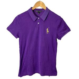 ラルフローレン RALPH LAUREN ポロシャツ 刺繍入り 半袖 カットソー シャツ L 紫 パープル ■GY14 レディース