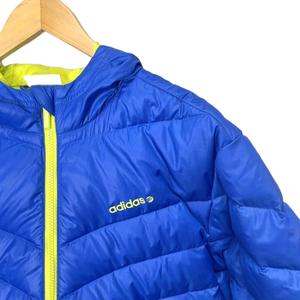 アディダス adidas ダウンジャケット ブルゾン ロゴ D83344 0 ブルー イエロー メンズ