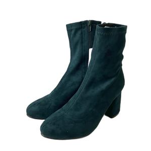 インデックス INDEX スエードタッチ ヒール ショートブーツ L グリーン レディース