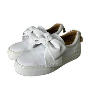 ブシェミ BUSCEMI スニーカー スリッポン レザー リボン 36 ホワイト ■GY06 レディース