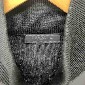 プラダ PRADA Re-Nylon Jacket ジャケット ニット切替 三角プレート リナイロン 上着 50 ブラック UMG116 ☆AA★ メンズ