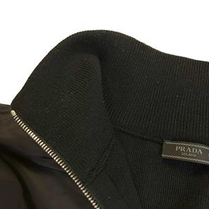 プラダ PRADA Re-Nylon Jacket ジャケット ニット切替 三角プレート リナイロン 上着 50 ブラック UMG116 ☆AA★ メンズ
