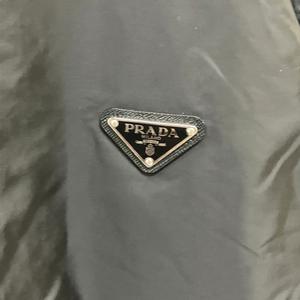 プラダ PRADA Re-Nylon Jacket ジャケット ニット切替 三角プレート リナイロン 上着 50 ブラック UMG116 ☆AA★ メンズ