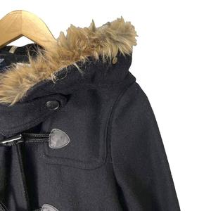 トミー TOMMY ダッフルコート フェイクファー ウール トグルボタン ミドル丈 S ブラック ■GY99 メンズ