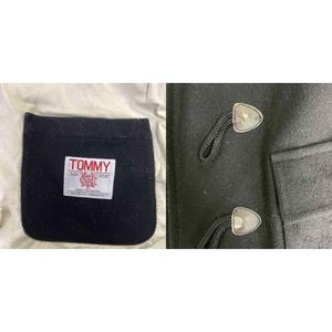 トミー TOMMY ダッフルコート フェイクファー ウール トグルボタン ミドル丈 S ブラック ■GY99 メンズ