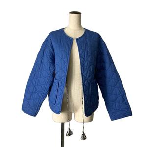 シンプリシテェ Simplicite ジャケット ノーカラー キルティング ブルー レディース