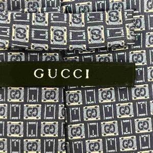 グッチ GUCCI ネクタイ 総柄 ビジネス シルク ブルー ■GY06 メンズ
