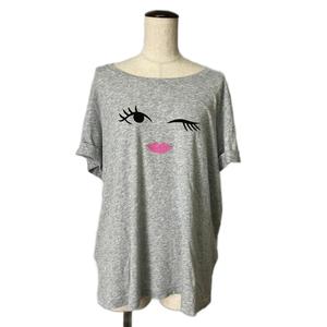 ケイトスペード KATE SPADE EYE TEE プリント カットソー 半袖 Ｔシャツ クルーネック XL グレー レディース