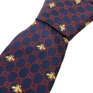 グッチ GUCCI GG BEES SILK TIE ネクタイ ビー刺繍 ネイビー ネイビー 545078 4E002 4174 ☆AA★ メンズ