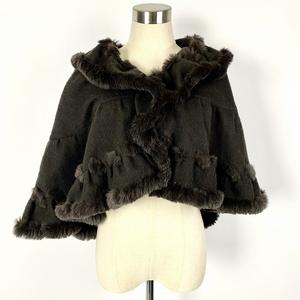 TO BE CHIC ブラックポンチョ トゥービーシック TO BE CHIC ポンチョ ケープ ニット カシミヤ混