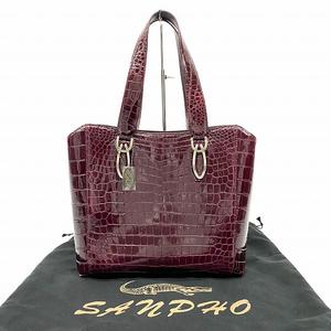 sanpo 三宝 JRA シャイニークロコダイル ハンドバッグ 鞄 ワニ レザー 