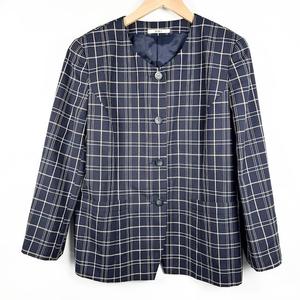 DAKS チェック柄 ノーカラージャケット レディース