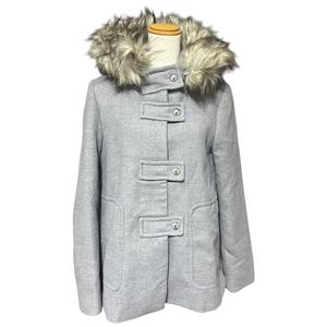 ザラ ZARA 長袖ダッフルコート フルジップ 無地 グレー XS レディース