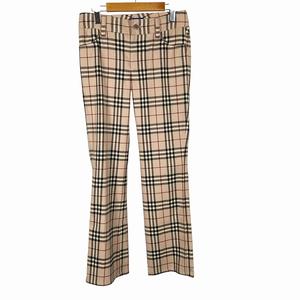 バーバリーブルーレーベル BURBERRY BLUE LABEL ノバチェック パンツ ボトムス ウール ベージュ 36 S相当 レディース