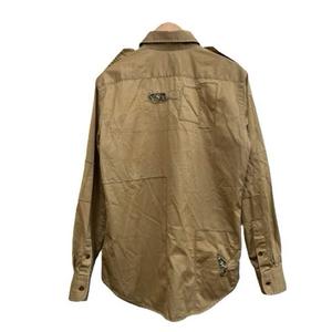 ラルフローレン RALPH LAUREN 長袖シャツ スパンコール ステッチ コットン ベージュ ブラウン系 サイズ2 S相当 レディース