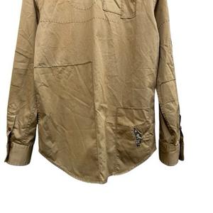 ラルフローレン RALPH LAUREN 長袖シャツ スパンコール ステッチ コットン ベージュ ブラウン系 サイズ2 S相当 レディース