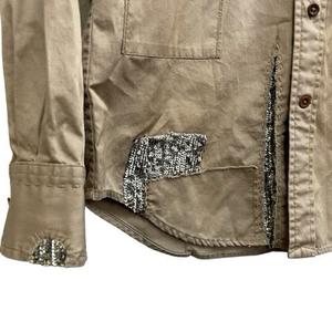 ラルフローレン RALPH LAUREN 長袖シャツ スパンコール ステッチ コットン ベージュ ブラウン系 サイズ2 S相当 レディース