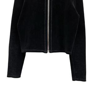 ラルフローレン RALPH LAUREN ノーカラージャケット 上着 フロントジッパー ストレッチ ショート丈 ブラック サイズM レディース