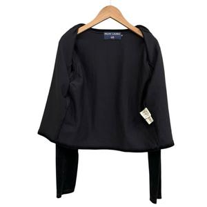 ラルフローレン RALPH LAUREN ノーカラージャケット 上着 フロントジッパー ストレッチ ショート丈 ブラック サイズM レディース