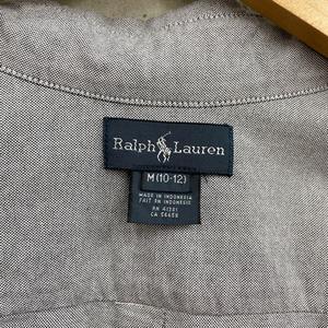 ラルフローレン RALPH LAUREN ボタンダウンシャツ 長袖 ロゴマーク刺繍 ジュニア ネイビー系 グレー系 サイズM  キッズ