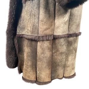 ラビットファー ロングコート 毛皮 リアルファー レザー ダーク