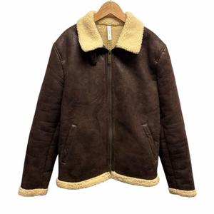 ザラマン ZARA MAN フェイクムートンコート アウター B-3 フライトジャケット Lサイズ相当 ダークブラウン メンズ