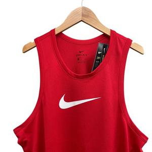 ナイキ NIKE タグ付きタンクトップ ロゴプリント メッシュ生地 レッド サイズXL メンズ