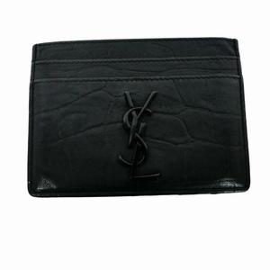 イヴサンローラン YVES SAINT LAURENT カードケース レザー ロゴ 黒