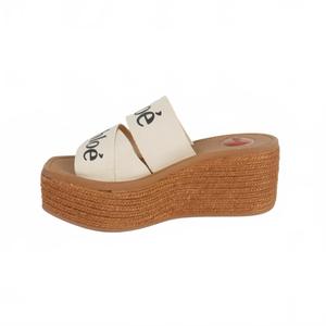 クロエ CHLOE WOODY ウェッジソール サンダル エスパドリーユ ロゴ 38  