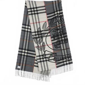 バーバリー BURBERRY チェック カシミヤ マフラー プリント 210×50cm ホワイト ブラック 8063901 メンズ レディース