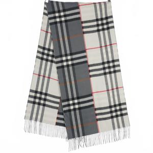 バーバリー BURBERRY チェック カシミヤ マフラー プリント 210×50cm ホワイト ブラック 8063901 メンズ レディース