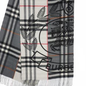 バーバリー BURBERRY チェック カシミヤ マフラー プリント 210×50cm ホワイト ブラック 8063901 メンズ レディース