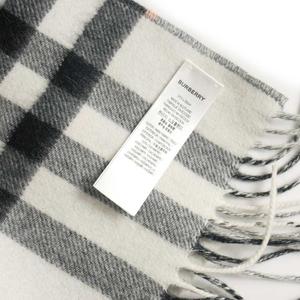 バーバリー BURBERRY チェック カシミヤ マフラー プリント 210×50cm ホワイト ブラック 8063901 メンズ レディース