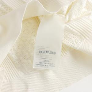 ルイヴィトン LOUIS VUITTON クロップドニット ポロシャツ スキッパーネック 半袖 XS 白 ホワイト RW182W HVD FFKS03 レディース