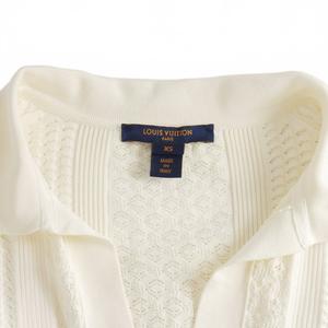 ルイヴィトン LOUIS VUITTON クロップドニット ポロシャツ スキッパーネック 半袖 XS 白 ホワイト RW182W HVD FFKS03 レディース