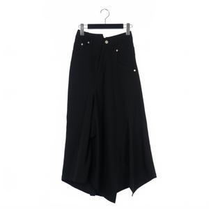 ロエベ LOEWE アシンメトリー ロングスカート 32 黒 ブラック