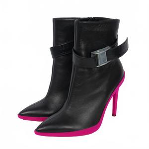 オフホワイト OFF WHITE ヒール サイドジップ アンクル ブーツ 36 黒 レディース