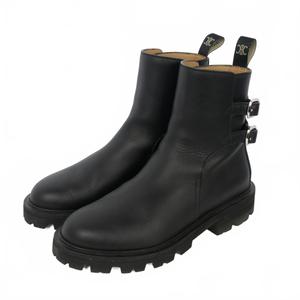 セリーヌ CELINE マーガレット ダブルバックル チェルシーブーツ ショートブーツ 36 黒 ブラック レディース