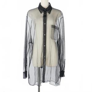 メゾンマルジェラ Maison Margiela 19SS チュールシャツ 長袖 無地 シアー 白タグ サイズ40 ブラック 黒 S29DL0142 レディース