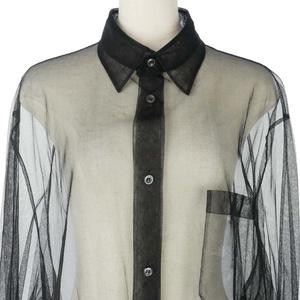 メゾンマルジェラ Maison Margiela 19SS チュールシャツ 長袖 無地 シアー 白タグ サイズ40 ブラック 黒 S29DL0142 レディース