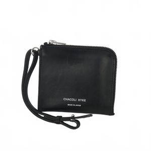 ハイク HYKE × チャコリ CHACOLI ストラップ ミニ ウォレット 財布 レザー 黒 ブラック メンズ レディース
