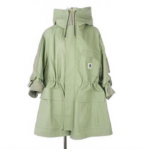 サカイ sacai 24SS カーハート Carhartt ダック×ナイロンツイルコート 七分袖 サイズ1 カーキ グリーン 緑 24-07190 レディース