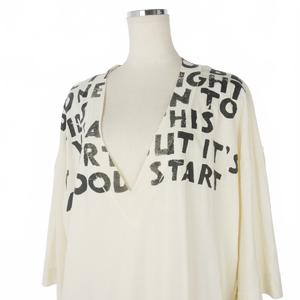 エムエムシックス メゾンマルジェラ MM6 Maison Margiela エイズプリント Tシャツ カットソー オーバーサイズ 半袖 Sサイズ オフホワイト 白 ブラック 黒 レディース
